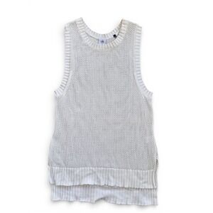 Cabi 5119 Cream White Open Knit Cotton Mesh Sleeveless Sweater Vest Large